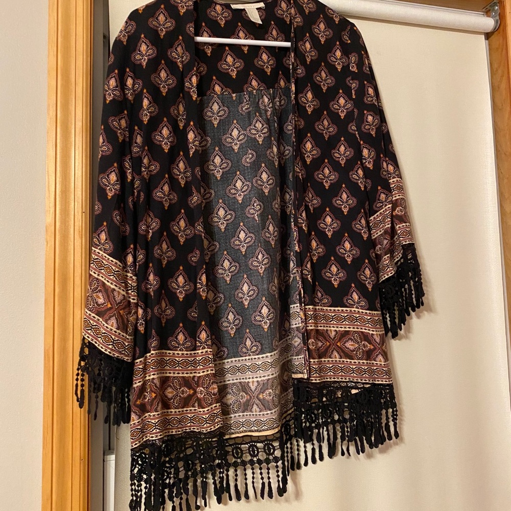 Black patterned kimono